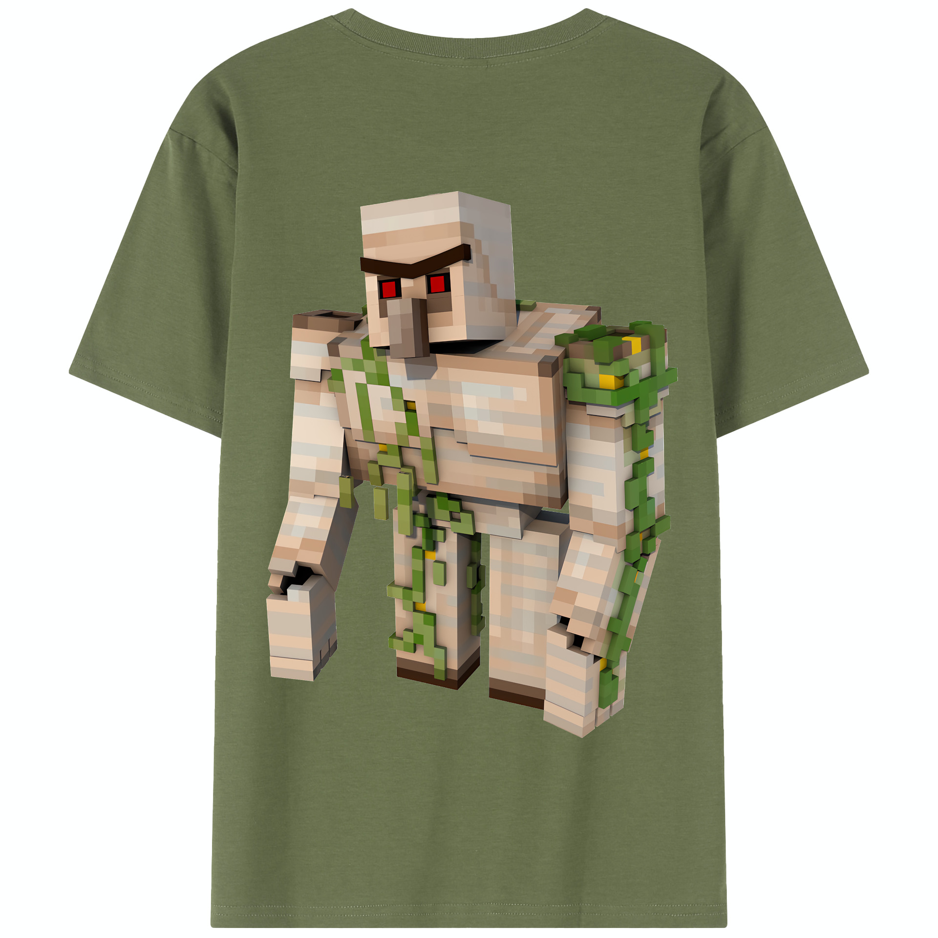 （画像用） マインクラフト ブロックの世界 Minecraft MC Block world 綿100％半袖Tシャツ（背面プリント）